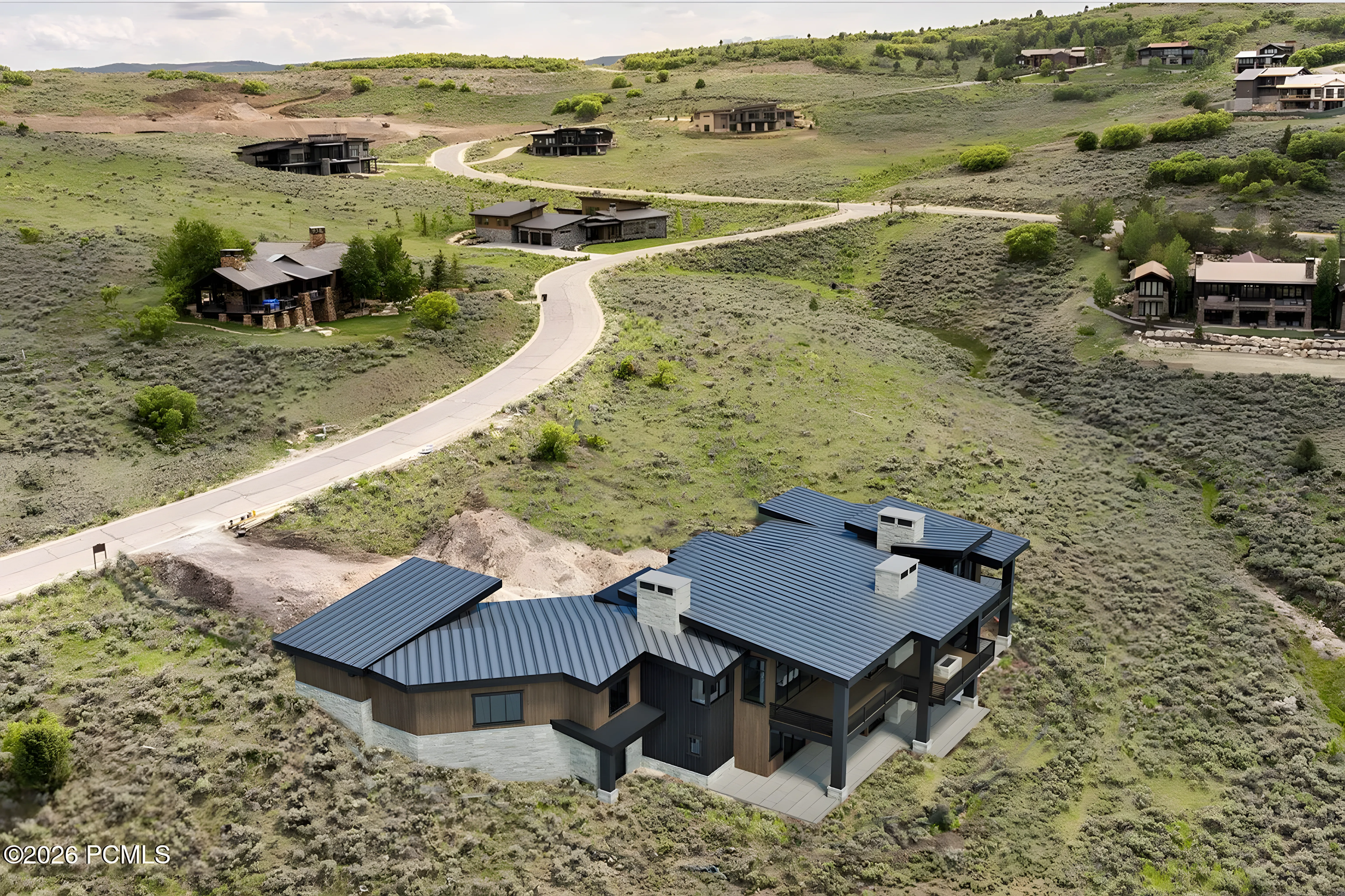 Heber Valley custom home aerial overview