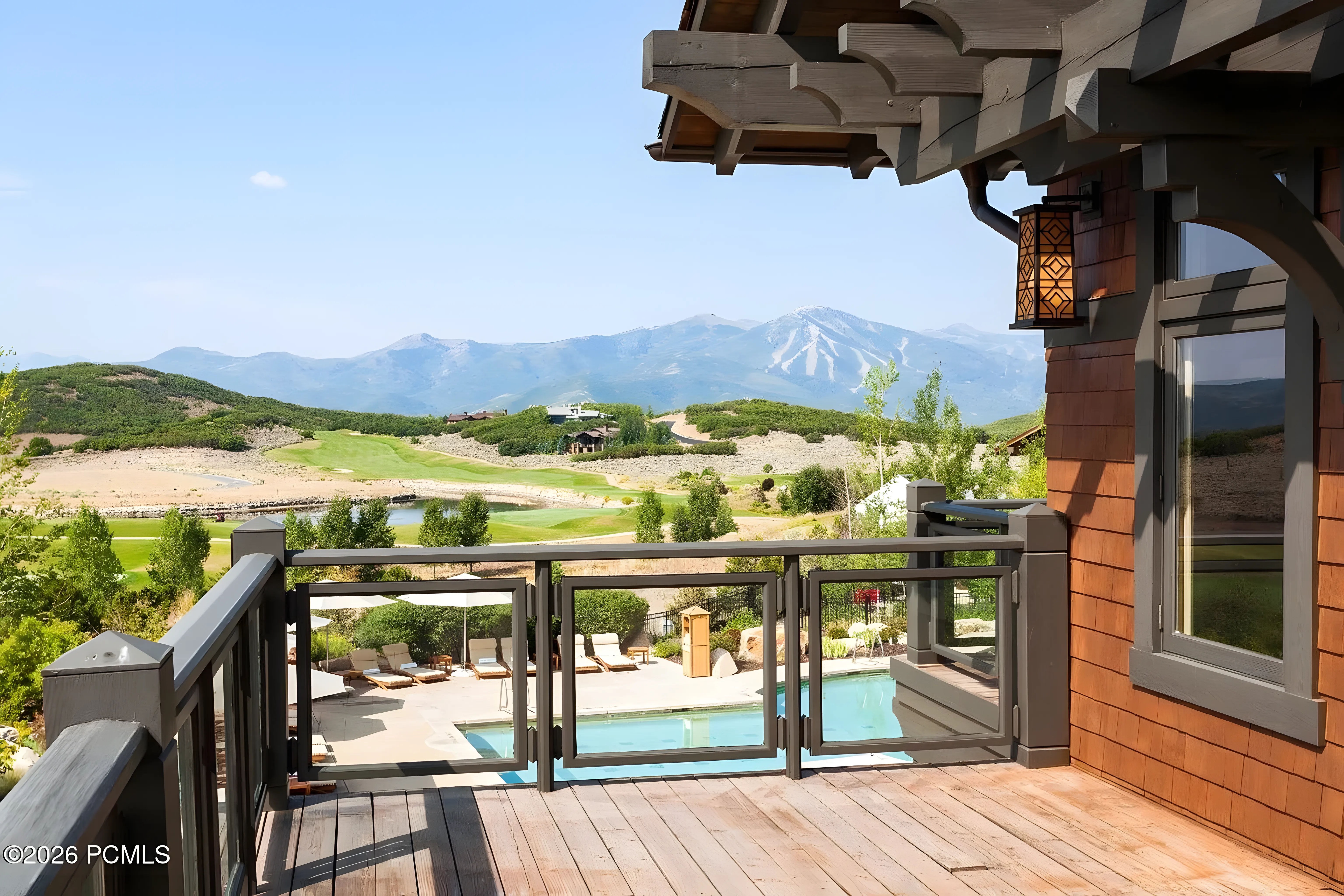 Heber Valley covered deck with mountain views