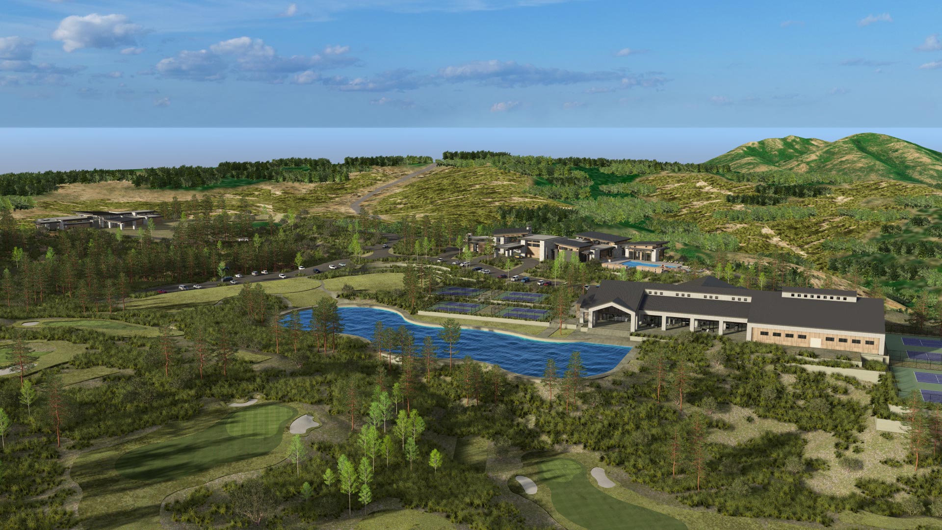 Aerial view of Marcella at Jordanelle Ridge development
