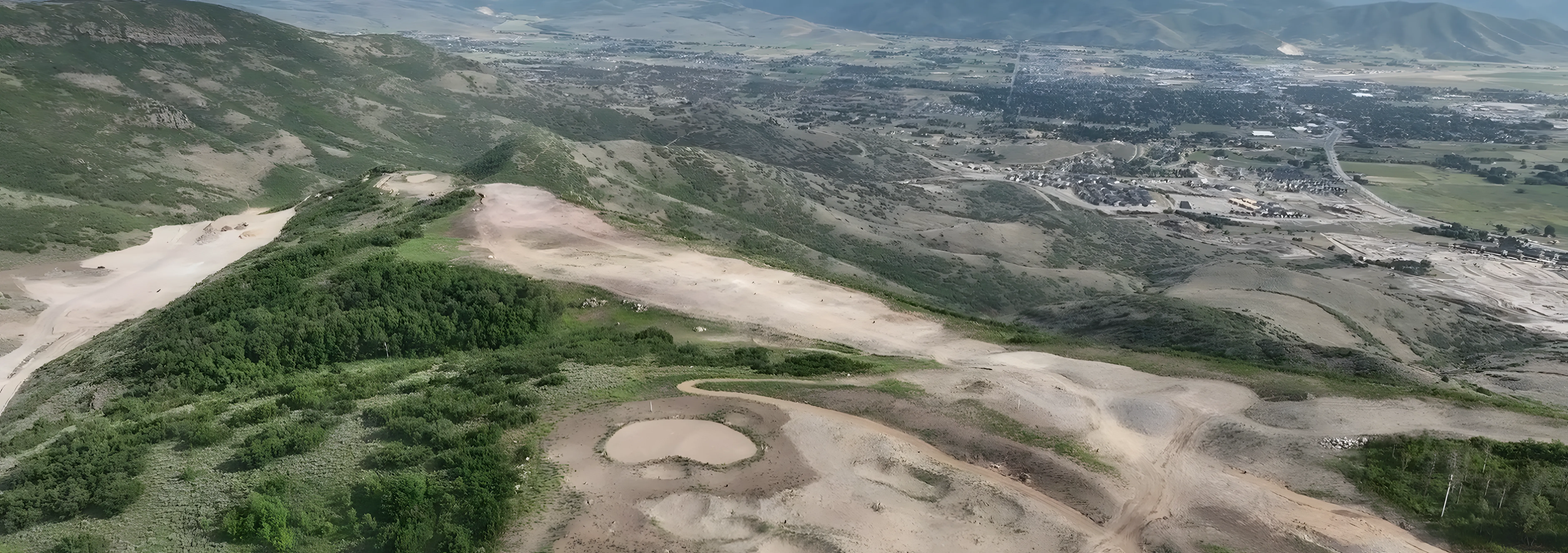 Panoramic view across Jordanelle Reservoir from the Marcella ridge