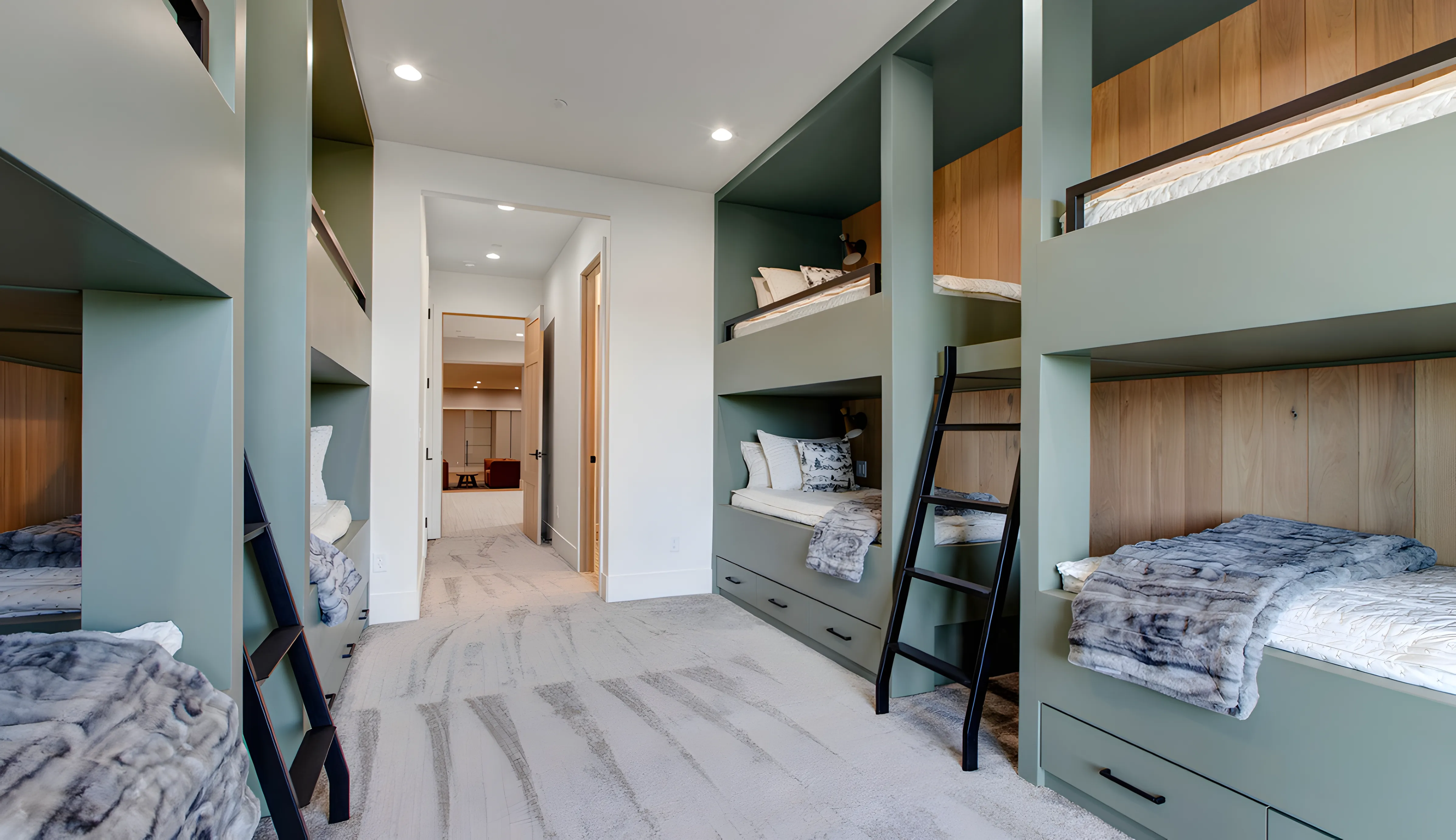 Mountain Modern Estate custom built-in bunk room