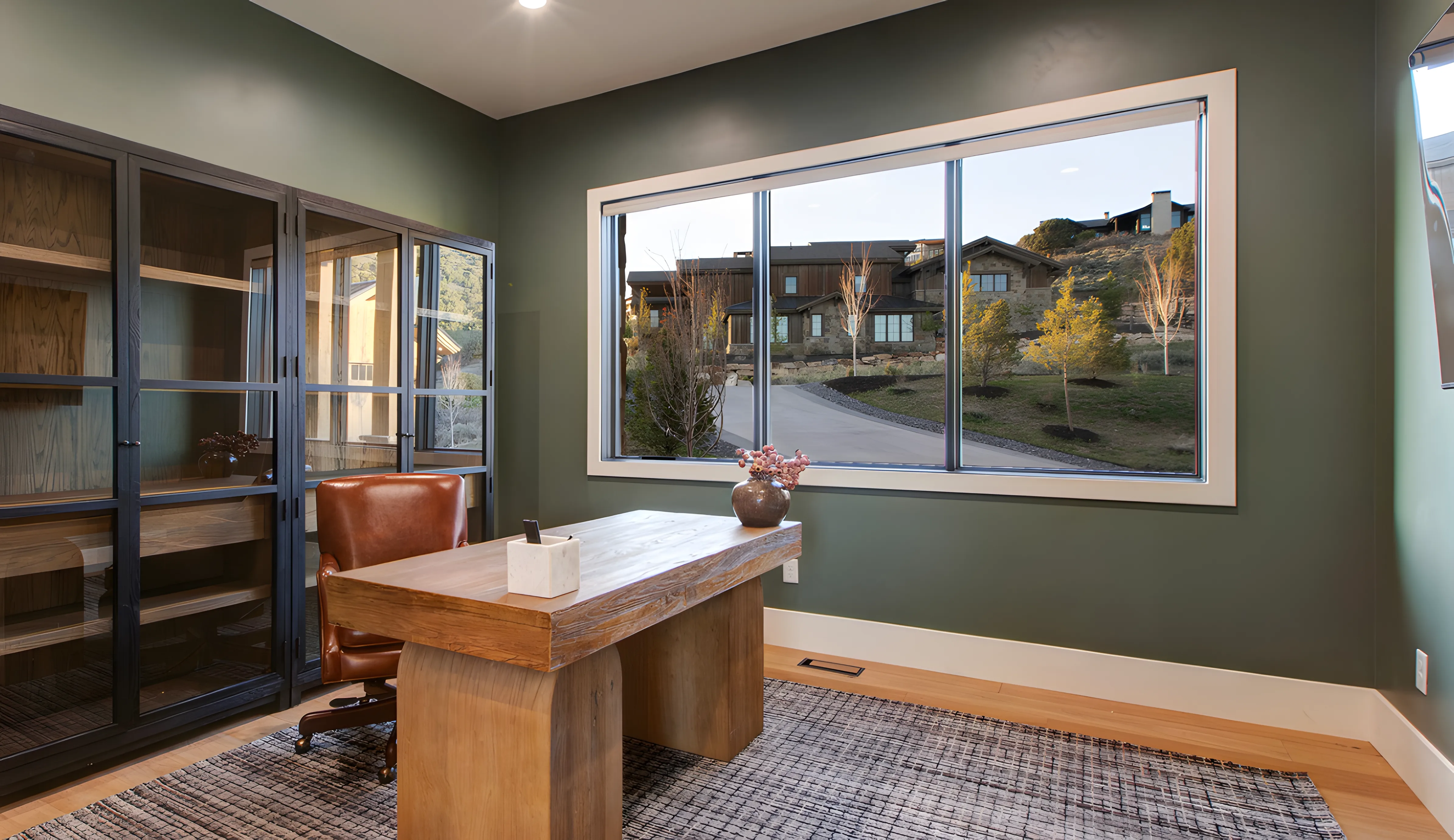 Mountain Modern Estate private office with mountain view windows
